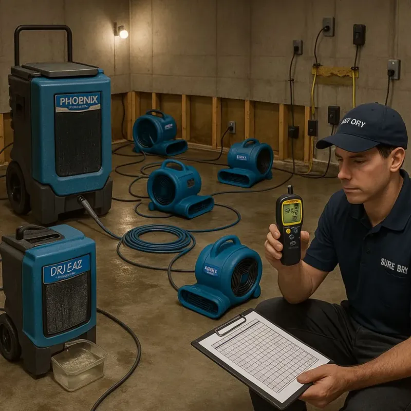 Structural Drying and Dehumidification process in Tiffin, IA